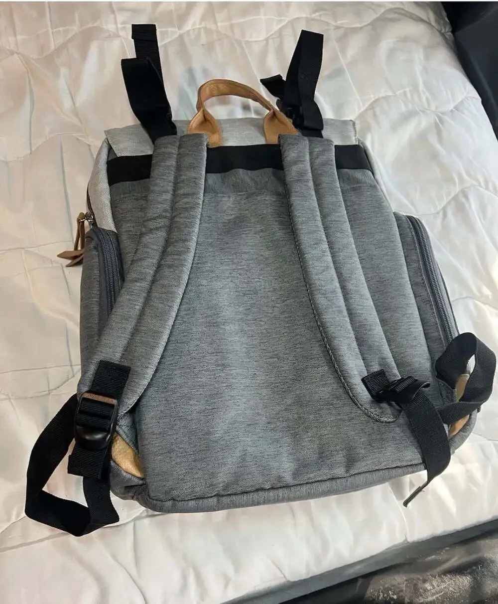 iPack Baby Diaper Bag Backpack Gray and Tan